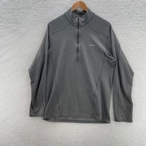 Patagonia Base Layer Pullover Mens Medium Gray Capilene 3 Quarter Zip Mock Neck
